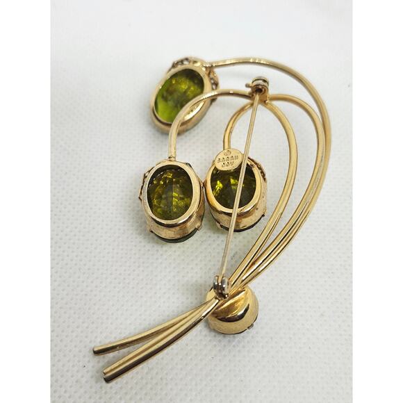 1970 Juliana D&E For Sarah Coventry Green Crystal Flower Touch of Elegance Pin - Picture 3 of 7